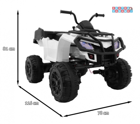 Quad XL ATV na akumulator - biały, 4x45W 12V/10Ah, Wolny Start, EVA, Audio, LED [BDM0909]