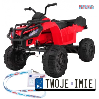 Quad XL ATV na akumulator - czerwony, 4x45W 12V/10Ah, Wolny Start, EVA, Audio, LED [BDM0909]