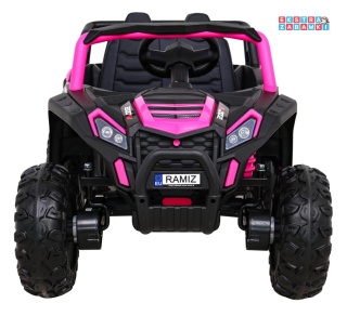 Buggy UTV Racing na akumulator - różowy, 4x45W 12V/10Ah, pilot, panel muzyczny, LED, EVA, wolny start [A036]