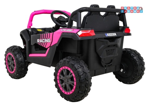 Buggy UTV Racing na akumulator - różowy, 4x45W 12V/10Ah, pilot, panel muzyczny, LED, EVA, wolny start [A036]