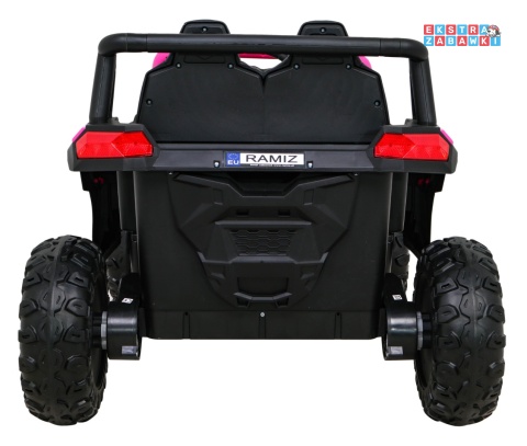 Buggy UTV Racing na akumulator - różowy, 4x45W 12V/10Ah, pilot, panel muzyczny, LED, EVA, wolny start [A036]
