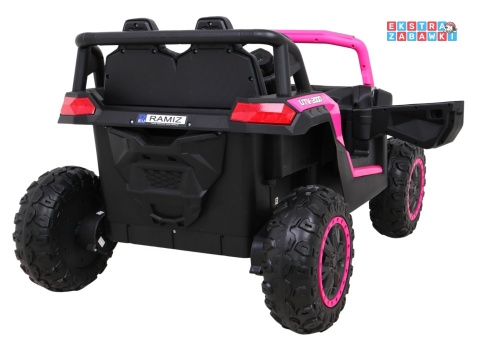 Buggy UTV Racing na akumulator - różowy, 4x45W 12V/10Ah, pilot, panel muzyczny, LED, EVA, wolny start [A036]