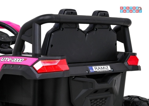 Buggy UTV Racing na akumulator - różowy, 4x45W 12V/10Ah, pilot, panel muzyczny, LED, EVA, wolny start [A036]