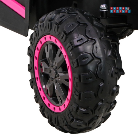 Buggy UTV Racing na akumulator - różowy, 4x45W 12V/10Ah, pilot, panel muzyczny, LED, EVA, wolny start [A036]