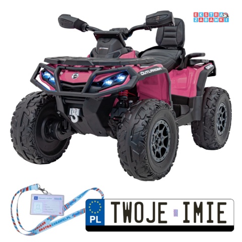 Quad CAN-AM Outlander ATV na akumulator - różowy, 4x200W 24V/7Ah, EVA, LED, ekoskóra [CA005]