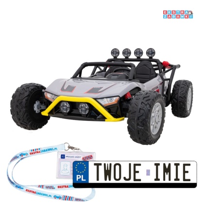 Buggy Racing 5 dwuosobowy na akumulator - szary, 2x200W 24V/7Ah, pilot, panel audio, LED, wolny start [JS3168]