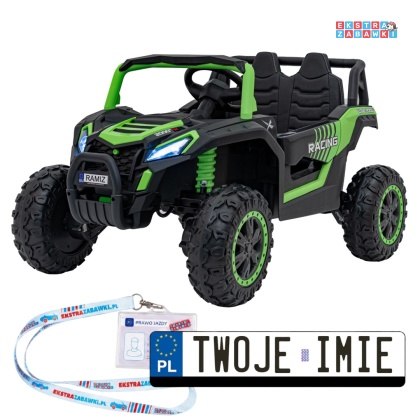 Buggy UTV Racing na akumulator - zielony, 4x45W 12V/10Ah, pilot, panel muzyczny, LED, EVA, wolny start [A036]