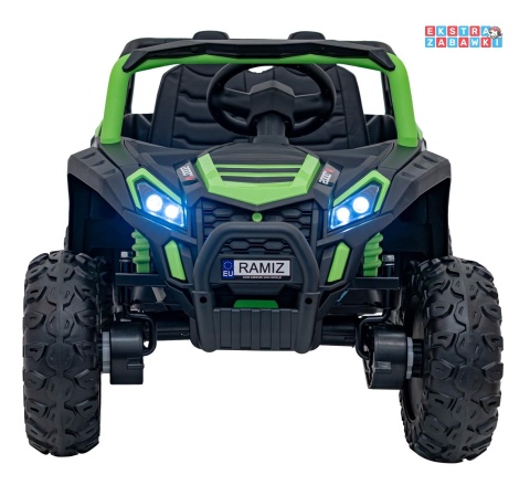 Buggy UTV Racing na akumulator - zielony, 4x45W 12V/10Ah, pilot, panel muzyczny, LED, EVA, wolny start [A036]