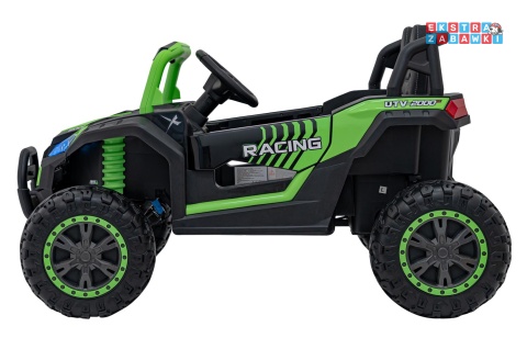 Buggy UTV Racing na akumulator - zielony, 4x45W 12V/10Ah, pilot, panel muzyczny, LED, EVA, wolny start [A036]