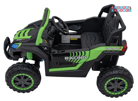 Buggy UTV Racing na akumulator - zielony, 4x45W 12V/10Ah, pilot, panel muzyczny, LED, EVA, wolny start [A036]
