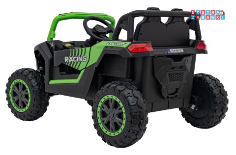 Buggy UTV Racing na akumulator - zielony, 4x45W 12V/10Ah, pilot, panel muzyczny, LED, EVA, wolny start [A036]