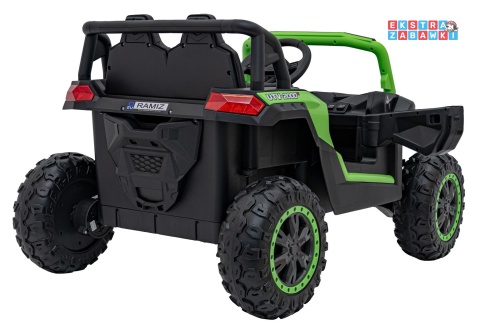 Buggy UTV Racing na akumulator - zielony, 4x45W 12V/10Ah, pilot, panel muzyczny, LED, EVA, wolny start [A036]