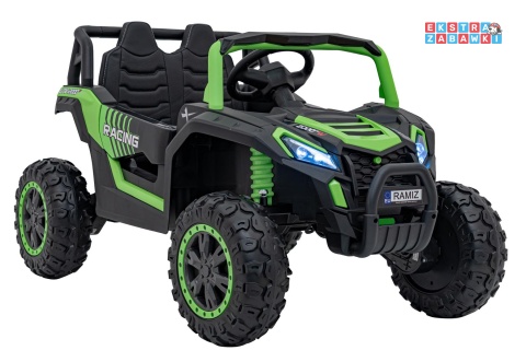 Buggy UTV Racing na akumulator - zielony, 4x45W 12V/10Ah, pilot, panel muzyczny, LED, EVA, wolny start [A036]