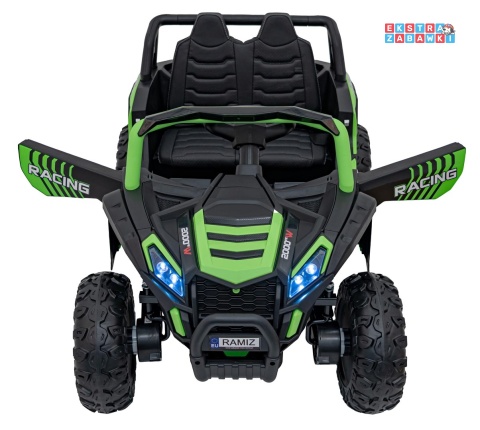 Buggy UTV Racing na akumulator - zielony, 4x45W 12V/10Ah, pilot, panel muzyczny, LED, EVA, wolny start [A036]