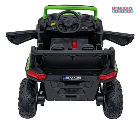 Buggy UTV Racing na akumulator - zielony, 4x45W 12V/10Ah, pilot, panel muzyczny, LED, EVA, wolny start [A036]