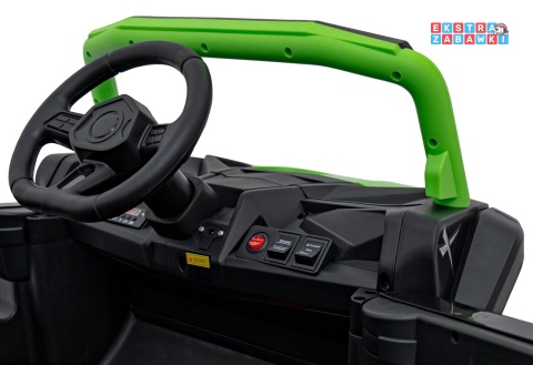 Buggy UTV Racing na akumulator - zielony, 4x45W 12V/10Ah, pilot, panel muzyczny, LED, EVA, wolny start [A036]