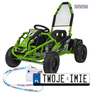 Gokart Mud Monster na akumulator - zielony, 1x1000W, 48V/20Ah, koła pompowane, sportowe siedzenie z pasami [GK008E]