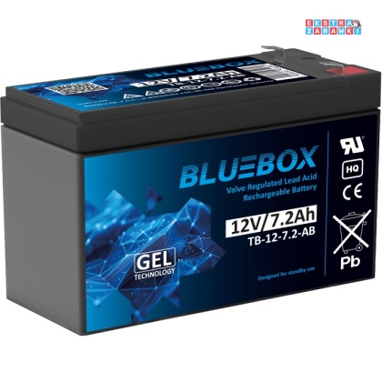 BLUEBOX akumulator żelowy 12V/7.2Ah - wymiary 15 x 6.5 x 9.5 cm ± 1mm
