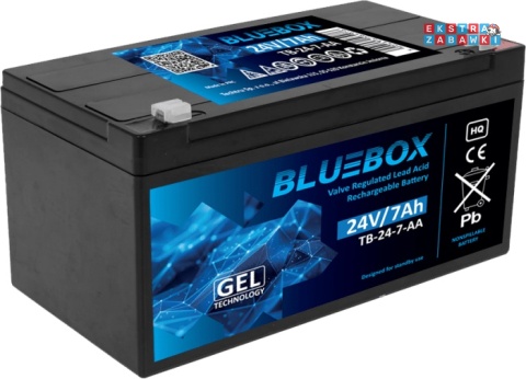 BLUEBOX akumulator żelowy 24V/7Ah - wymiary 18.8 x 10.2 x 10 cm ± 1mm