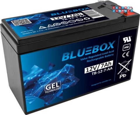 BLUEBOX akumulator żelowy 12V/7Ah - wymiary 15 x 6.5 x 9.4 cm ± 1mm