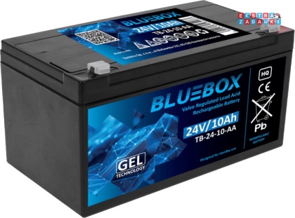 BLUEBOX akumulator żelowy 24V/10Ah - wymiary 18.8 x 10.2 x 10 cm ± 1mm