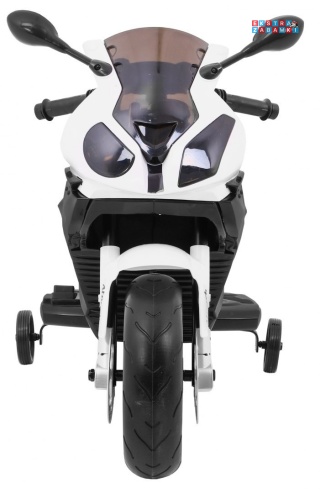 BMW S1000 RR na akumulator - czarny, 2x45W 12V/7Ah, EVA, koła pomocniczne, nóżka, kluczyk, ekoskóra [JT528]