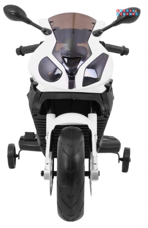 BMW S1000 RR na akumulator - czarny, 2x45W 12V/7Ah, EVA, koła pomocniczne, nóżka, kluczyk, ekoskóra [JT528]