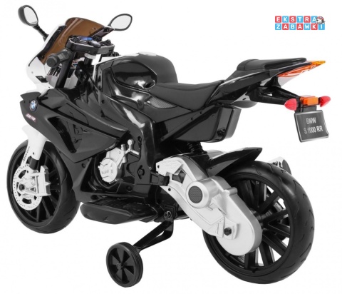 BMW S1000 RR na akumulator - czarny, 2x45W 12V/7Ah, EVA, koła pomocniczne, nóżka, kluczyk, ekoskóra [JT528]