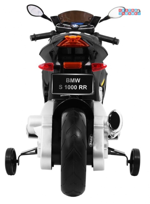 BMW S1000 RR na akumulator - czarny, 2x45W 12V/7Ah, EVA, koła pomocniczne, nóżka, kluczyk, ekoskóra [JT528]