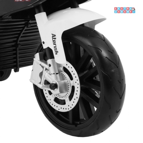 BMW S1000 RR na akumulator - czarny, 2x45W 12V/7Ah, EVA, koła pomocniczne, nóżka, kluczyk, ekoskóra [JT528]