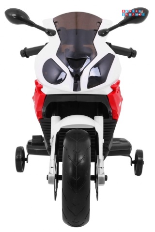 BMW S1000 RR na akumulator - czerwony, 2x45W 12V/7Ah, EVA, koła pomocniczne, nóżka, kluczyk, ekoskóra [JT528]