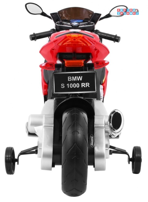 BMW S1000 RR na akumulator - czerwony, 2x45W 12V/7Ah, EVA, koła pomocniczne, nóżka, kluczyk, ekoskóra [JT528]