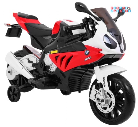 BMW S1000 RR na akumulator - czerwony, 2x45W 12V/7Ah, EVA, koła pomocniczne, nóżka, kluczyk, ekoskóra [JT528]