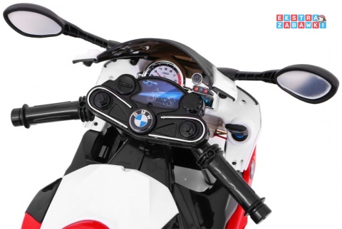BMW S1000 RR na akumulator - czerwony, 2x45W 12V/7Ah, EVA, koła pomocniczne, nóżka, kluczyk, ekoskóra [JT528]