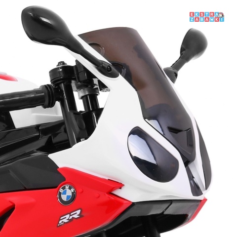 BMW S1000 RR na akumulator - czerwony, 2x45W 12V/7Ah, EVA, koła pomocniczne, nóżka, kluczyk, ekoskóra [JT528]