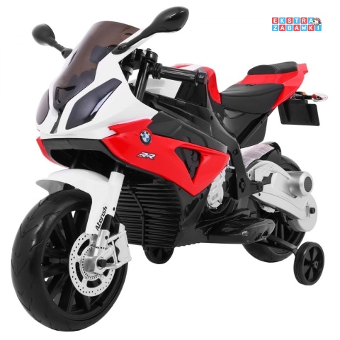 BMW S1000 RR na akumulator - czerwony, 2x45W 12V/7Ah, EVA, koła pomocniczne, nóżka, kluczyk, ekoskóra [JT528]