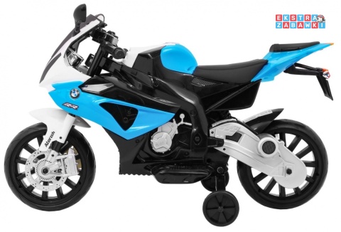 BMW S1000 RR na akumulator - niebieski, 2x45W 12V/7Ah, EVA, koła pomocniczne, nóżka, kluczyk, ekoskóra [JT528]