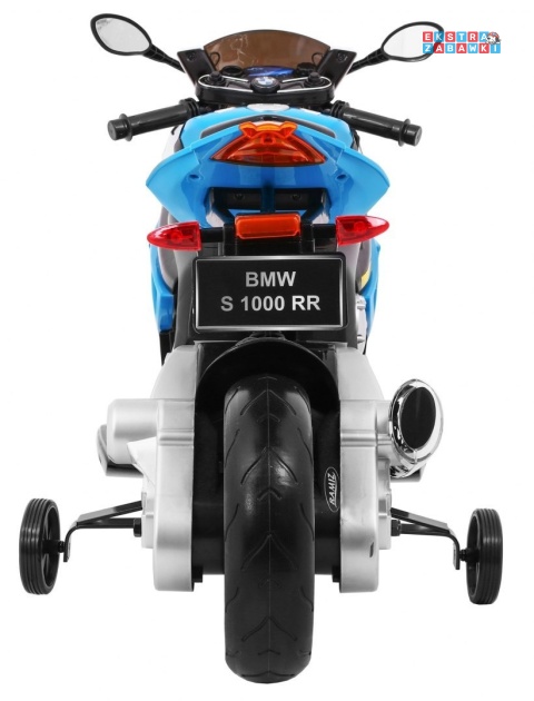 BMW S1000 RR na akumulator - niebieski, 2x45W 12V/7Ah, EVA, koła pomocniczne, nóżka, kluczyk, ekoskóra [JT528]