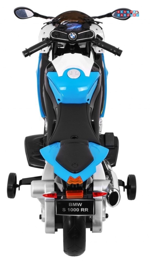BMW S1000 RR na akumulator - niebieski, 2x45W 12V/7Ah, EVA, koła pomocniczne, nóżka, kluczyk, ekoskóra [JT528]