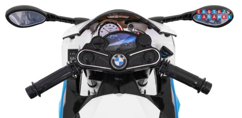 BMW S1000 RR na akumulator - niebieski, 2x45W 12V/7Ah, EVA, koła pomocniczne, nóżka, kluczyk, ekoskóra [JT528]