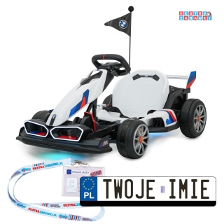 Gokart BMW na akumulator - biały, 2x200W 24V/9Ah, wolny start, sportowe siedzenie [BDM00978]