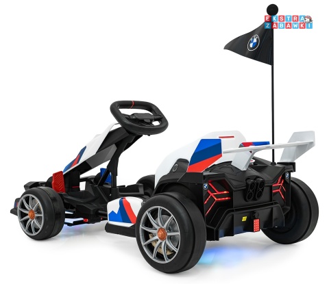 Gokart BMW na akumulator - biały, 2x200W 24V/9Ah, wolny start, sportowe siedzenie [BDM00978]