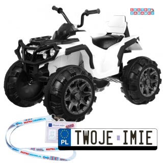 Quad ATV na akumulator - biały, 2x45W 12V/7Ah, wolny start, EVA, Radio, MP3, LED [BDM0906]