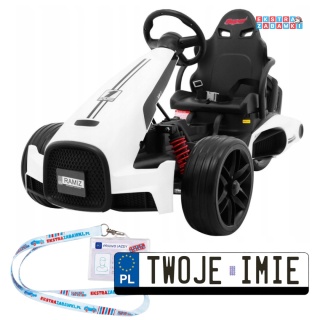 Bolid XR-1 gokart na akumulator - biały, 2x35W 12V/7Ah, EVA, regulowana kierownica, profilowane siedzisko [CH9939]