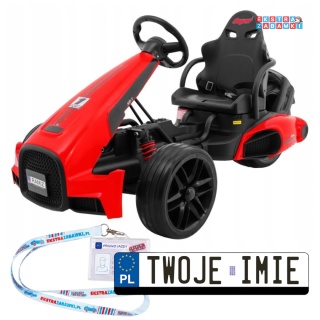 Bolid XR-1 gokart na akumulator - czerwony, 2x35W 12V/7Ah, EVA, regulowana kierownica, profilowane siedzisko [CH9939]