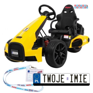 Bolid XR-1 gokart na akumulator - żółty, 2x35W 12V/7Ah, EVA, regulowana kierownica, profilowane siedzisko [CH9939]