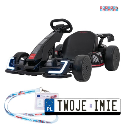 Gokart Audi na akumulator - czarny, 2x150W 24V/7Ah, LED, MP3, radio FM, EVA, BT, drift/sport [AHL007A]