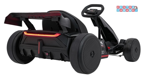 Gokart Audi na akumulator - czarny, 2x150W 24V/7Ah, LED, MP3, radio FM, EVA, BT, drift/sport [AHL007A]