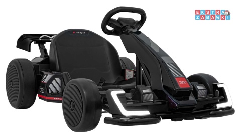 Gokart Audi na akumulator - czarny, 2x150W 24V/7Ah, LED, MP3, radio FM, EVA, BT, drift/sport [AHL007A]