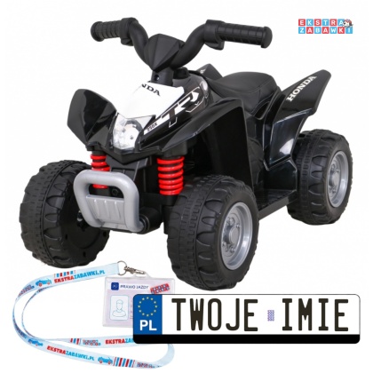 Quad Honda 250X TRX na akumulator - czarny, 30W 6V/4.5Ah, klakson, LED, ekoskóra [H3]